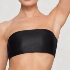 Black Leather SKIMS Bandeau Bralette